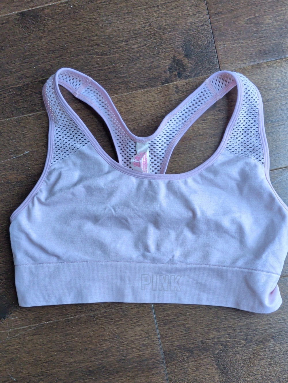 PINK Victoria's Secret Light Pink Mesh Racerback Sports Bra